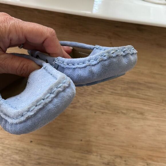 Janie and Jack Boy Bluen away driving shoes powder blue suede moccasins toddler - Picture 4 of 6